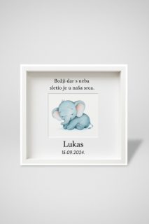 Personalizirani bijeli okvir za rođenje s imenom djeteta i datumom, 25 × 25 cm